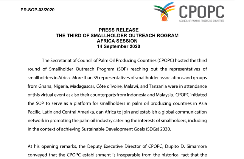 PRESS RELEASE: THE THIRD OF SMALLHOLDER OUTREACH PROGRAM AFRICA SESSION